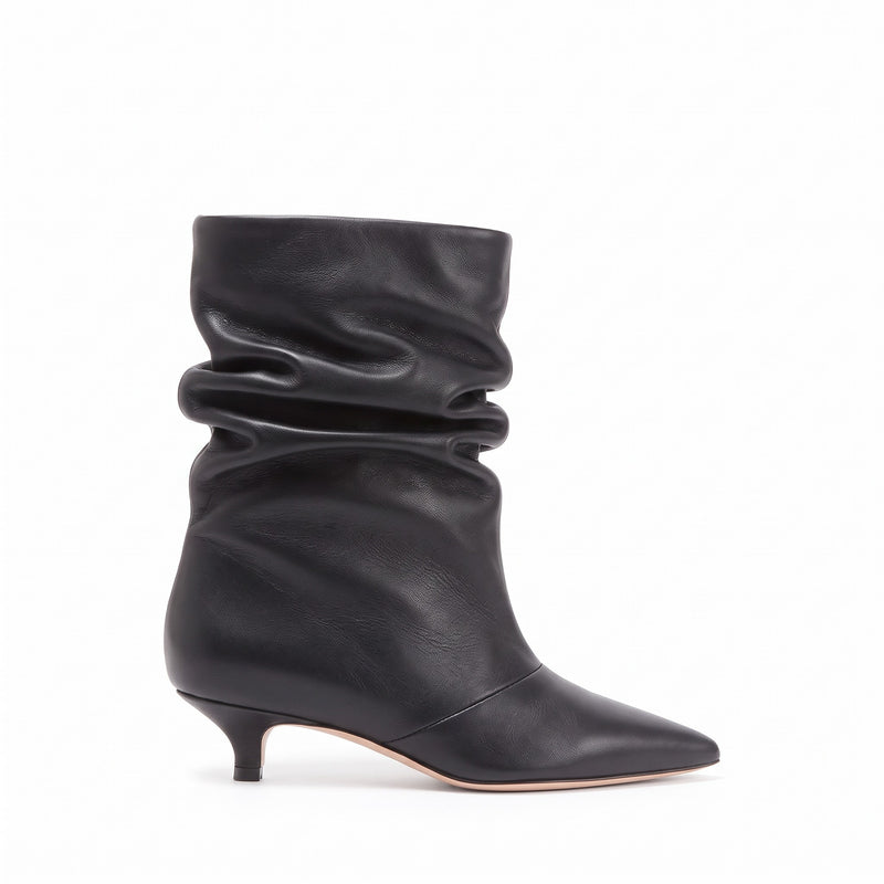 Tronchetto Spaccanapoli Pelle Guanto Nero, stiletto 30mm